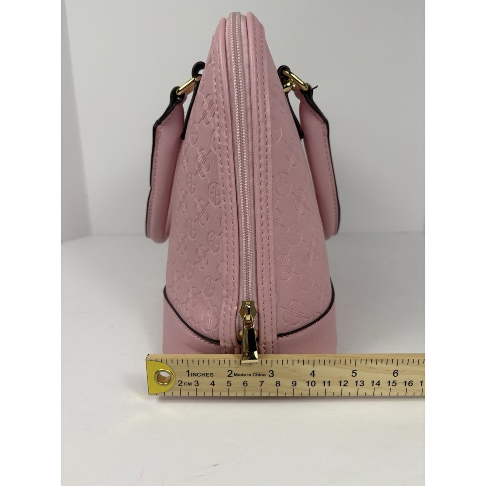 Giani Bernini Pink Signature Debossed Dome Satchel Hand Purse And Shoulder Strap - Picture 8 of 14